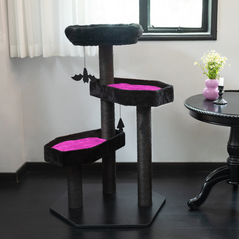 Gothic Style Cat Tree in rose red color