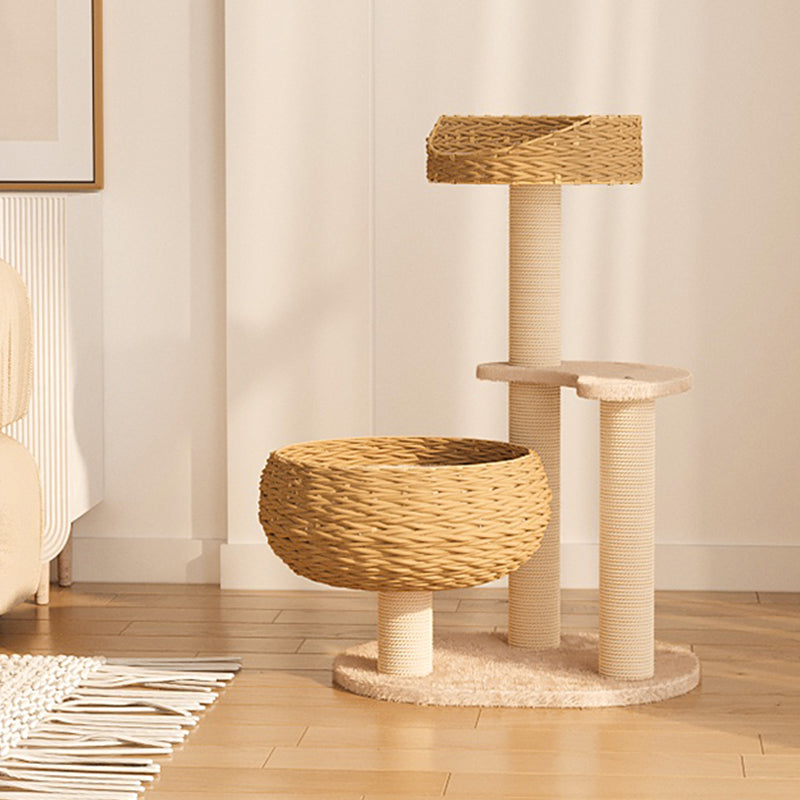 front view of Sleeping in the Bowl Cat Tree in bedroom